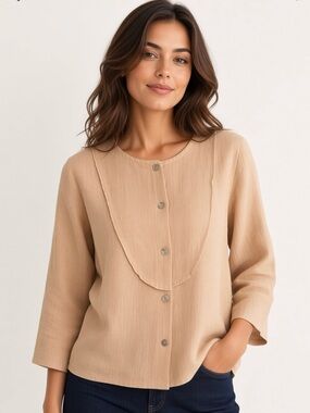 Hot Cotton peach coral linen top size medium